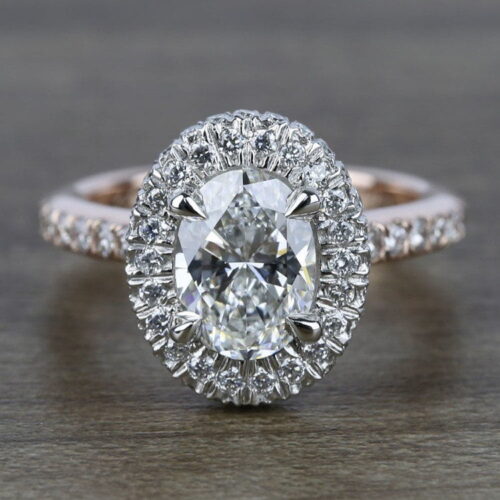 Two Tone Halo Engagement Ring